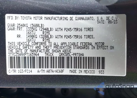 2023 Toyota Tacoma Sr5 V6 from USA, damaged, VIN 3TYCZ5ANXPT165964